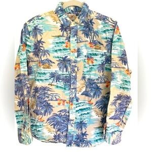 Faherty Tahitian Dreams Hawaiian Long Sleeved Button Down Shirt Size L